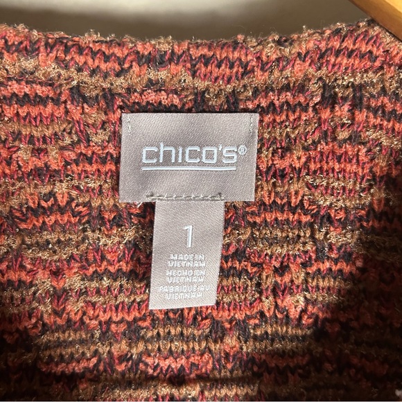 Chico’s Textured Fringe-Trim Burnt Orange Textured Cardigan Size 1 - Picture 4 of 9